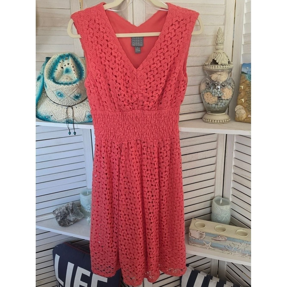 Rabbit Rabbit Rabbit Pink Crochet Dress SZ S - Picture 2 of 5